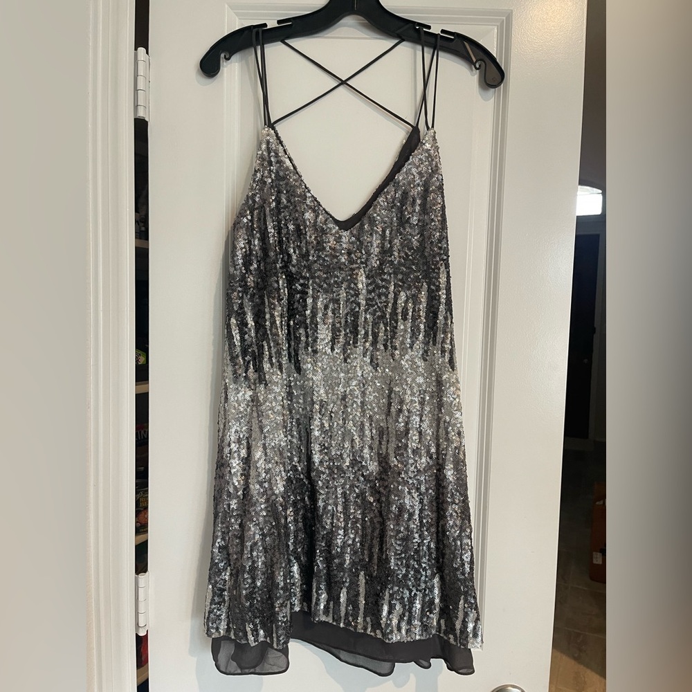 NWT silver sequin mini dress